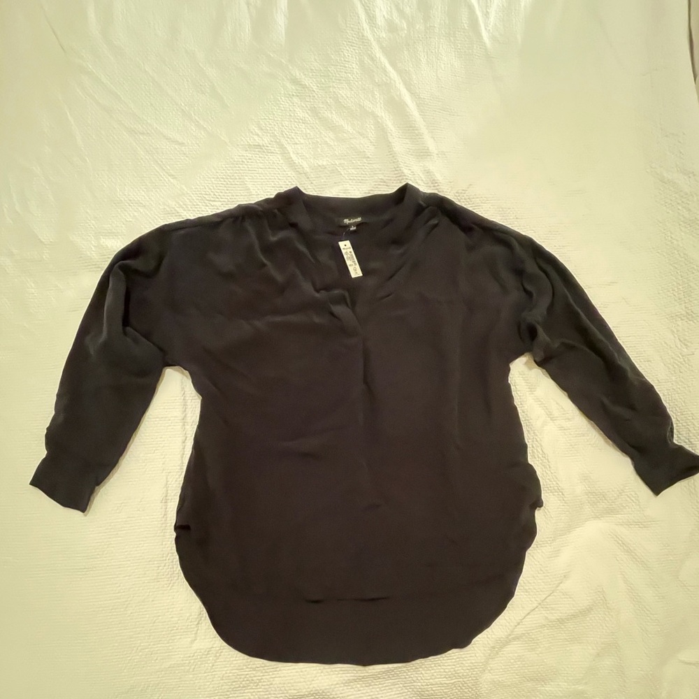 Madewell sand washed popover top in black size small NWT